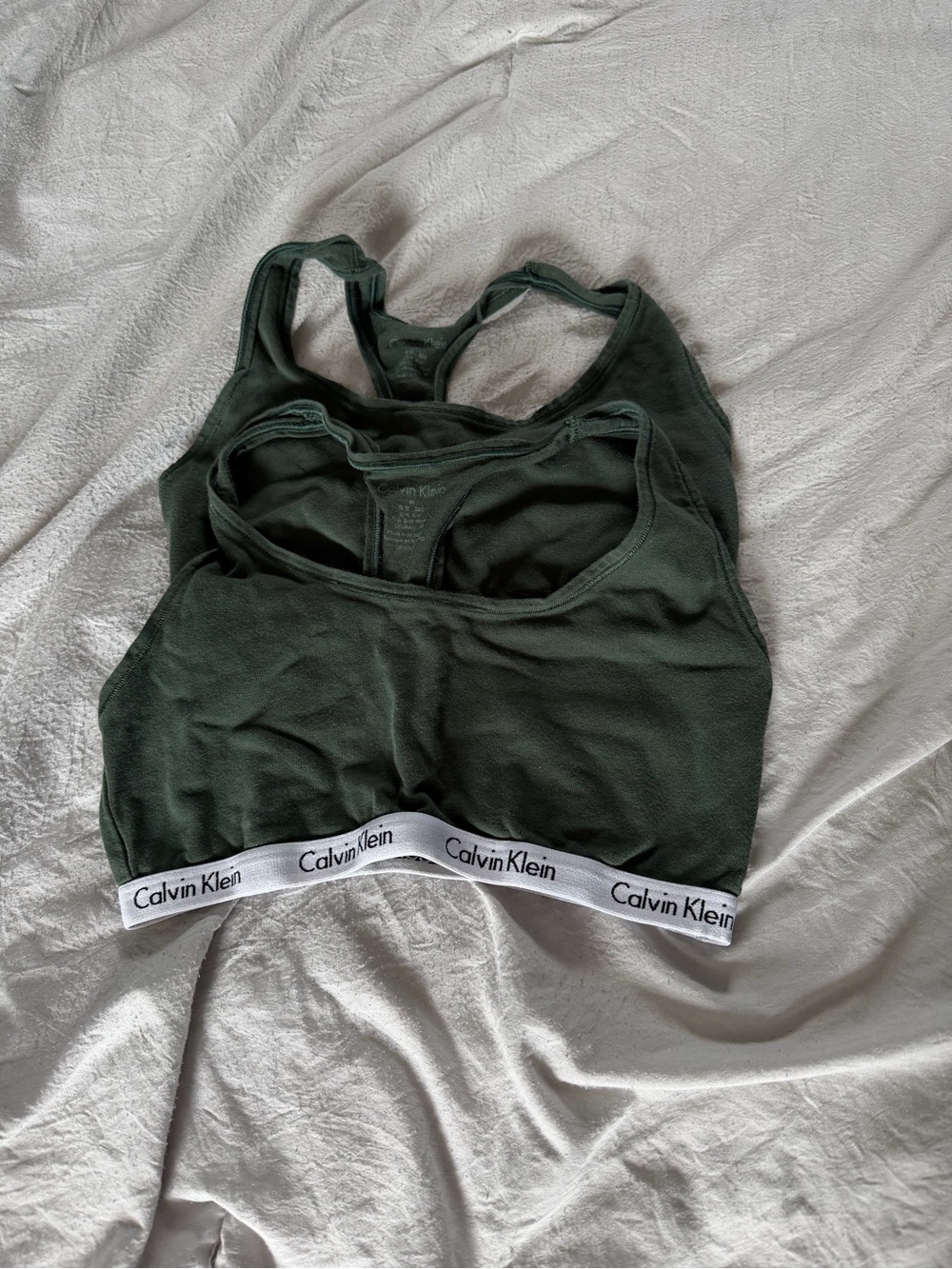 Calvin Klein Olive Green Ribbed Racerback Bralette
